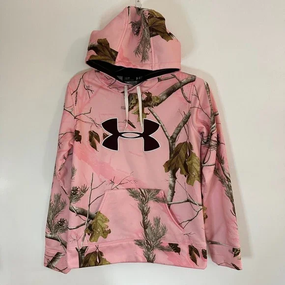 Pink camo under armour hoodie hotsell